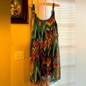 EUC Cute Bisou Bisou High Low Geometric Print Dress, Size 14.